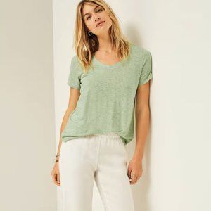 J. Jill Small S Pure Jill Green Soft Scoop Neck Linen Rayon Blend‎ Pullover Tee